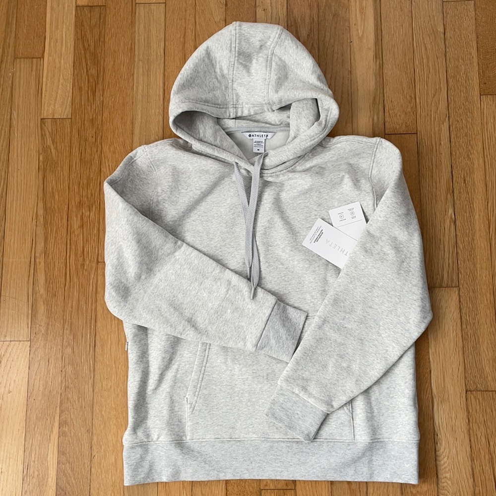Athleta Retroplush Hoodie Light Grey Heather M